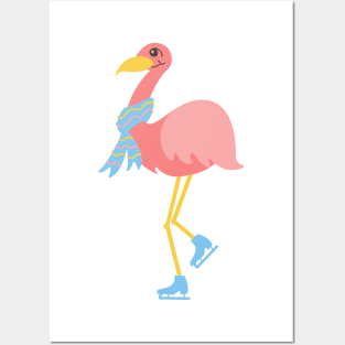 Cute Pink Flamingo With a Scarf Posters and Art